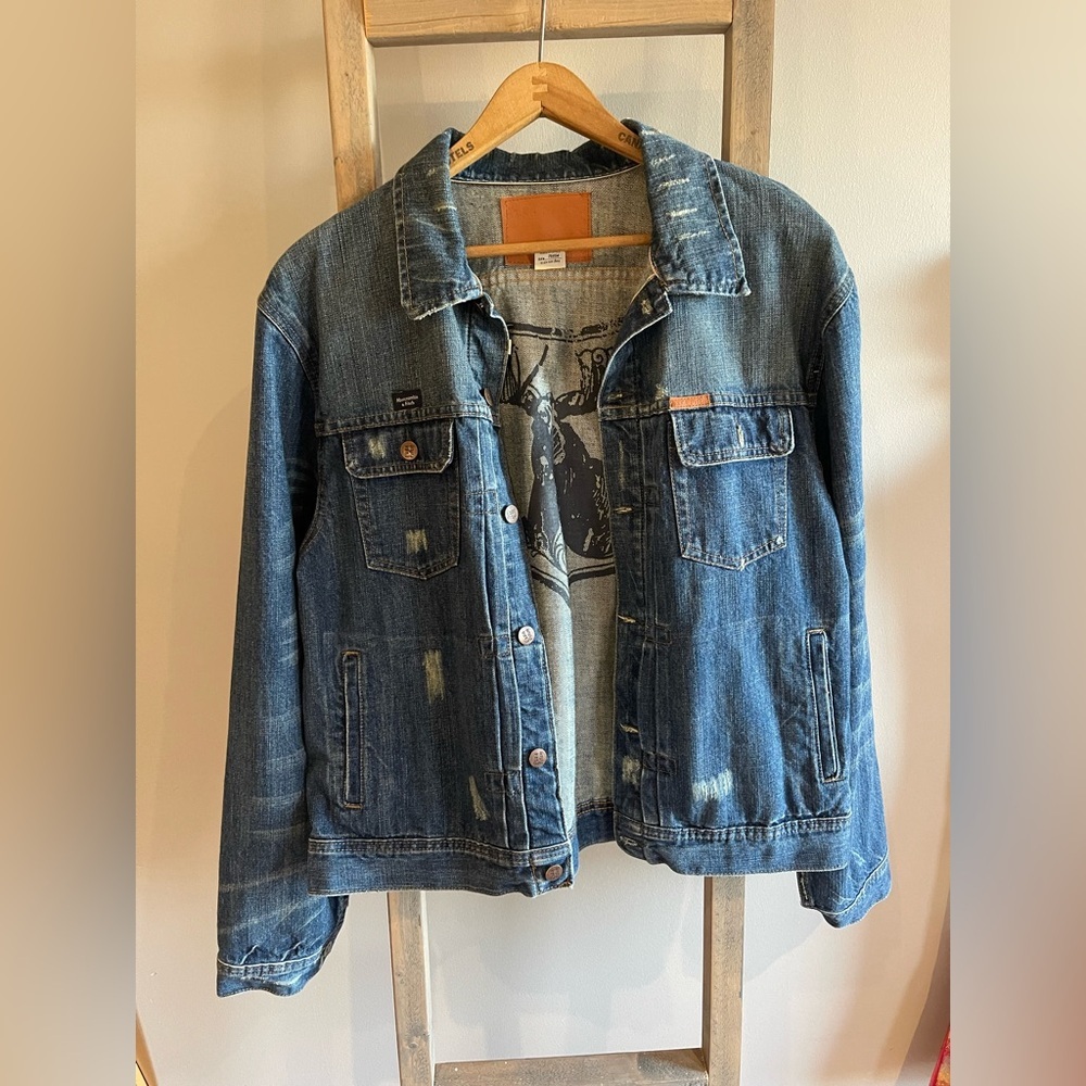 2000s EZRA FITCH Denim Jacket Distressed Turkey size xl